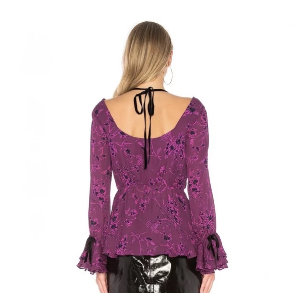 CINQ A SEPT FLORAL PRINT TIE-NECK TOP - Picture 4 of 9